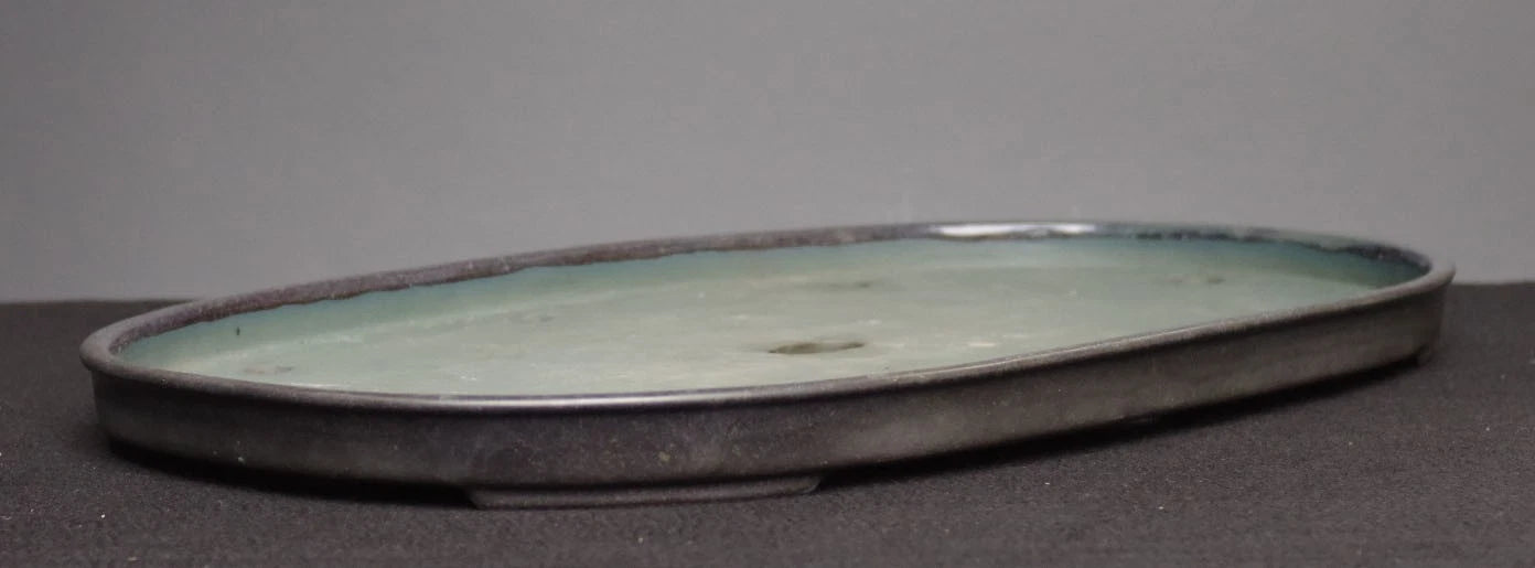 Bonsai Pot Seto Harumatsu Navy Blue Glazed Oval Width 75.0 cm (29.7 in.) Extra Large