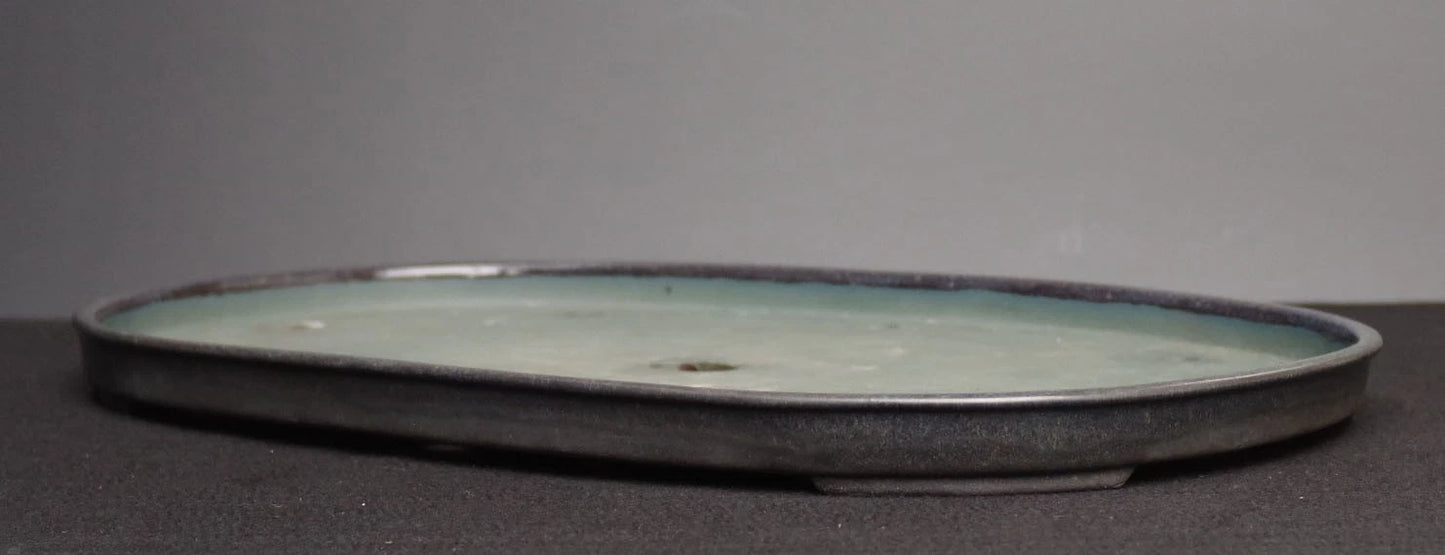 Bonsai Pot Seto Harumatsu Navy Blue Glazed Oval Width 75.0 cm (29.7 in.) Extra Large