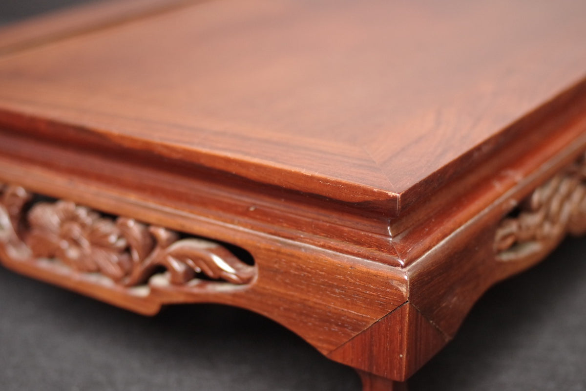 Premium Solid Rosewood Bonsai Table Stand- Ornate Pierced Carving Display Plinth
