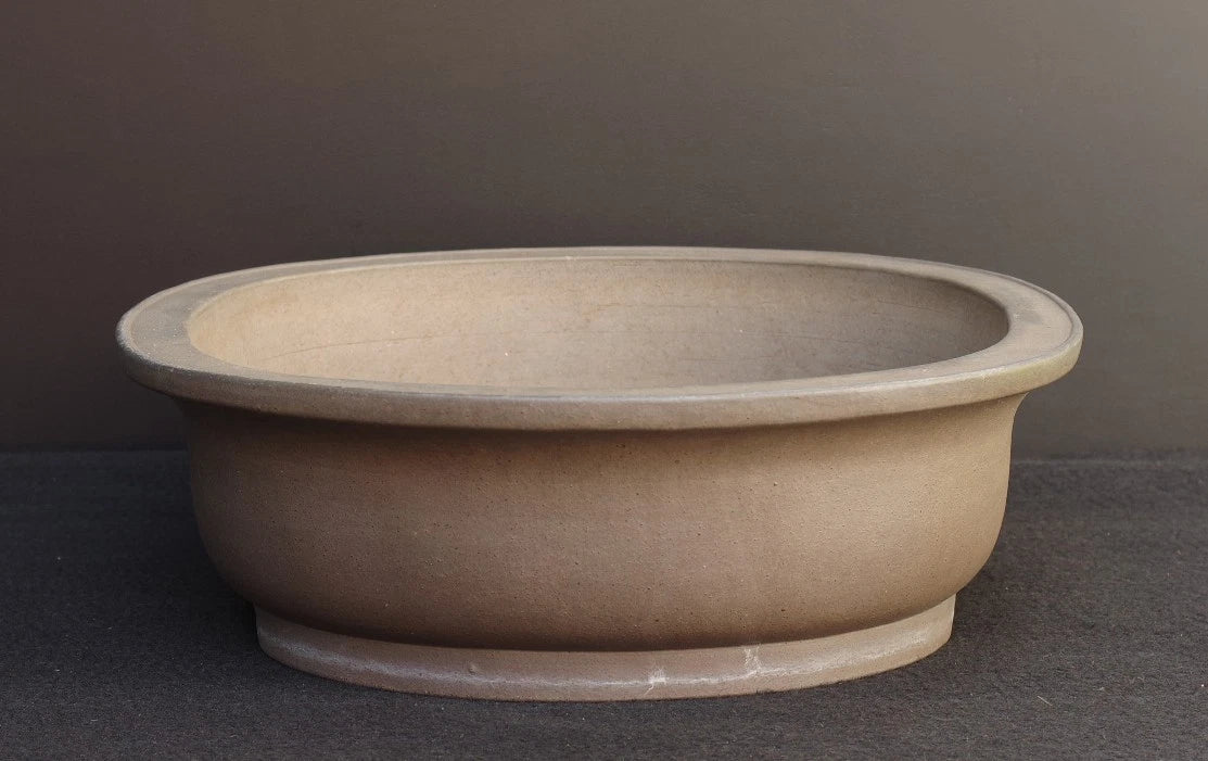 Bonsai Pot Tokoname Nakano Gyozan Unglazed Deep Oval Width 45.2 cm (17.8 in.) Large