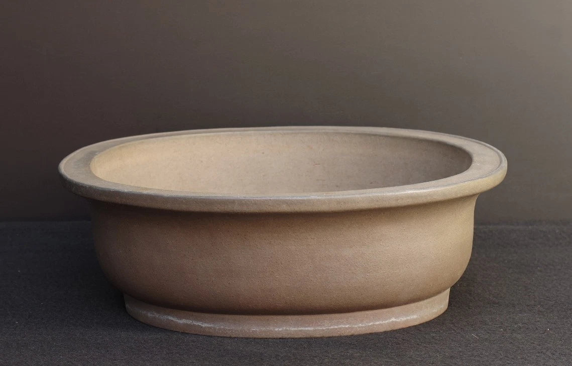 Bonsai Pot Tokoname Nakano Gyozan Unglazed Deep Oval Width 45.2 cm (17.8 in.) Large