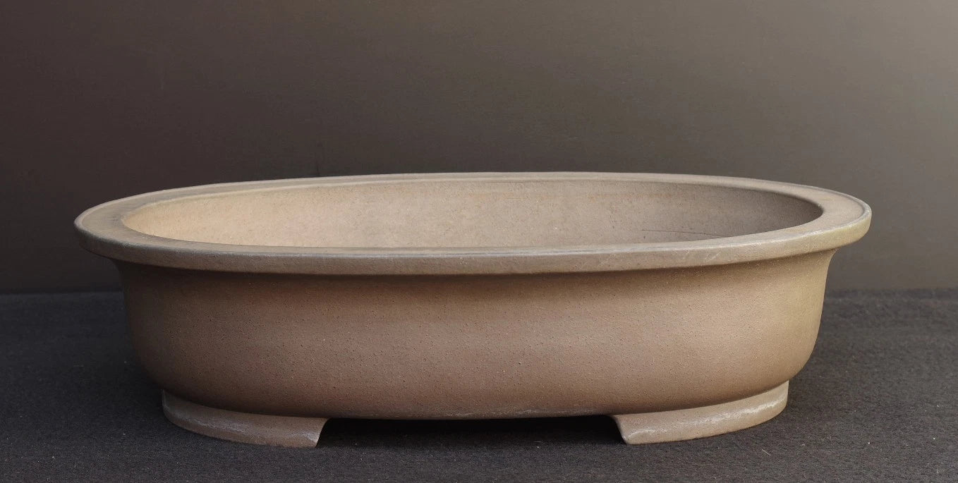Bonsai Pot Tokoname Nakano Gyozan Unglazed Deep Oval Width 45.2 cm (17.8 in.) Large