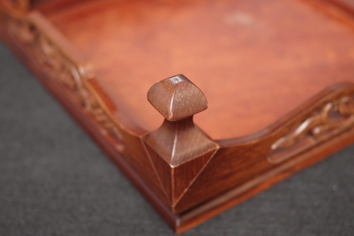 Premium Solid Rosewood Bonsai Table Stand- Ornate Pierced Carving Display Plinth