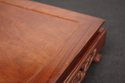 Premium Solid Rosewood Bonsai Table Stand- Ornate Pierced Carving Display Plinth