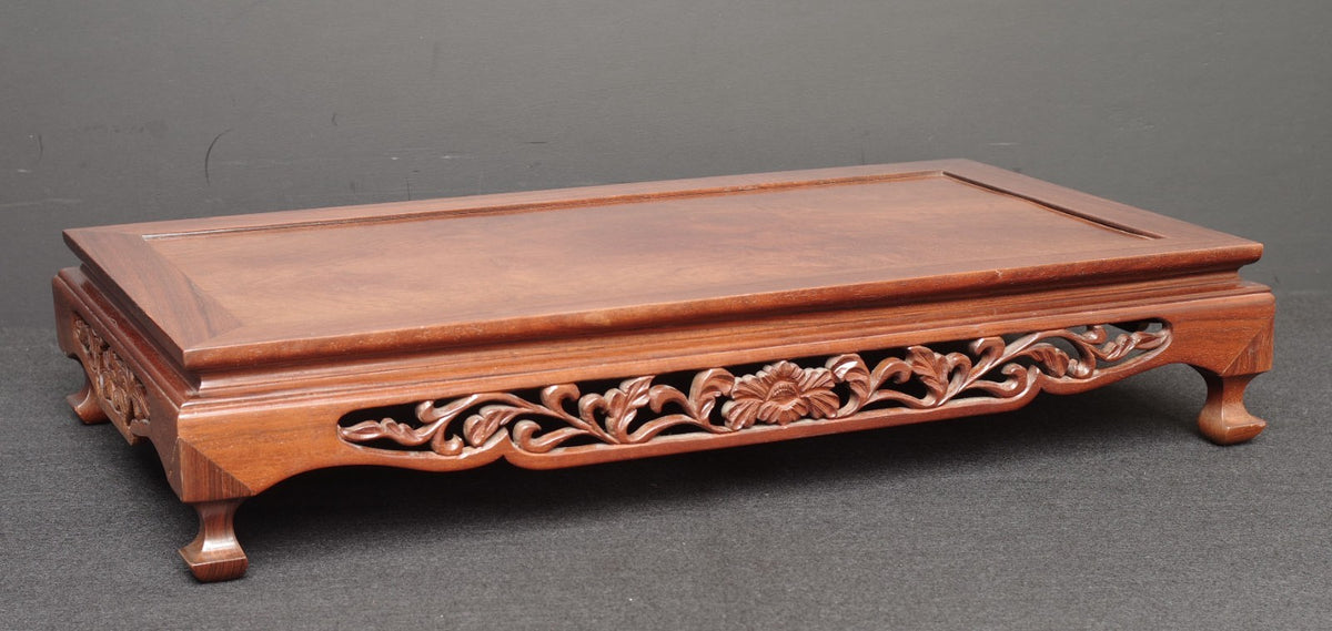 Premium Solid Rosewood Bonsai Table Stand- Ornate Pierced Carving Display Plinth