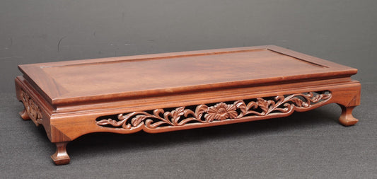 Premium Solid Rosewood Bonsai Table Stand- Ornate Pierced Carving Display Plinth