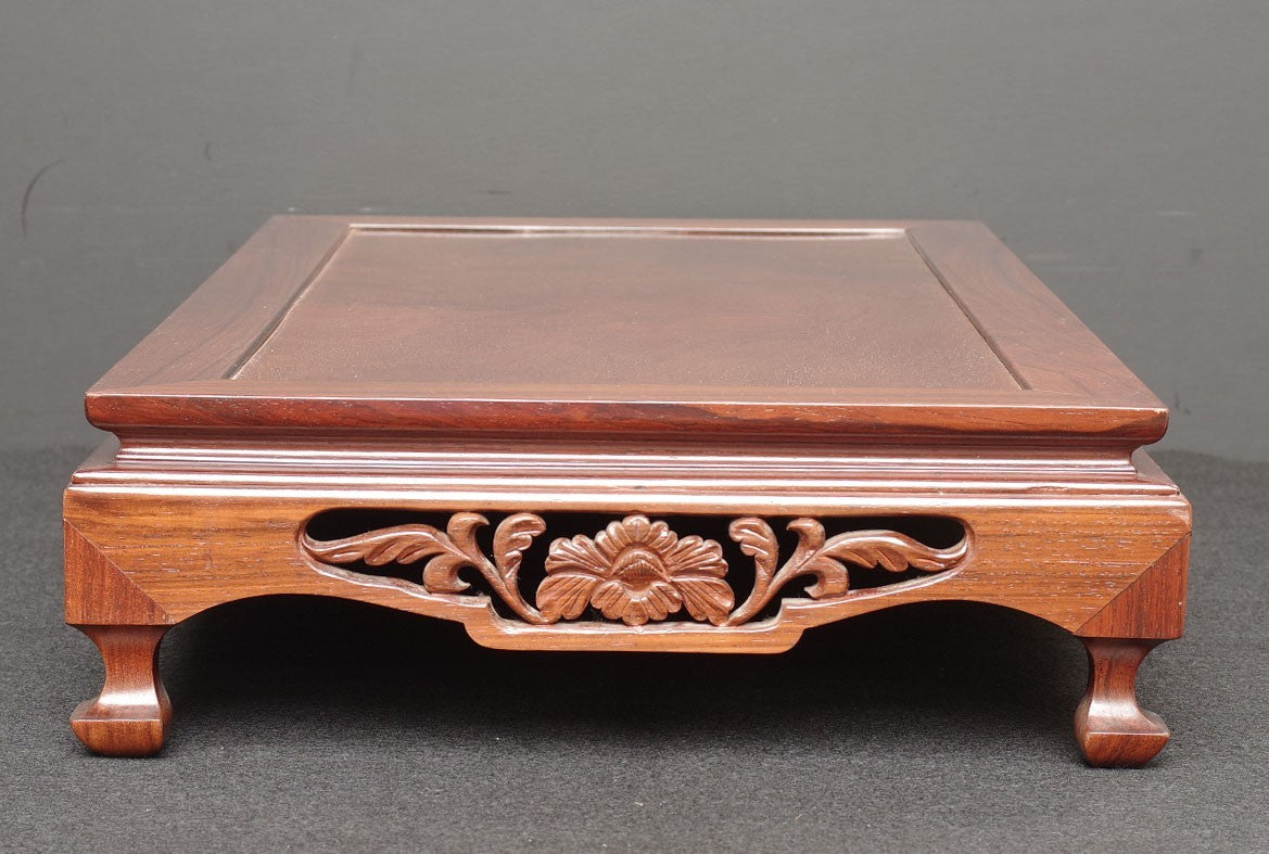 Premium Solid Rosewood Bonsai Table Stand- Ornate Pierced Carving Display Plinth