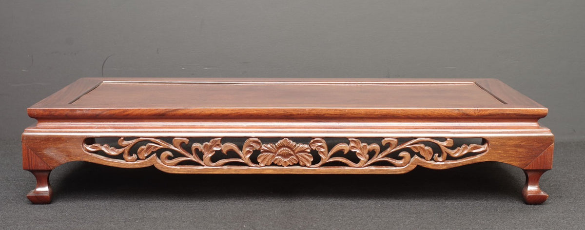 Premium Solid Rosewood Bonsai Table Stand- Ornate Pierced Carving Display Plinth