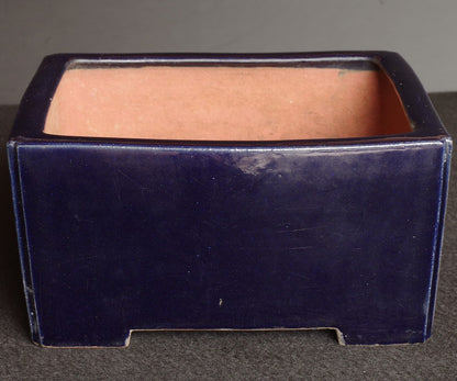 Bonsai Pot Tokoname Reiho Deep Blue Glaze Square Deep Width 23.1 cm (9.09 in.)