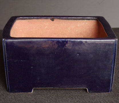 Bonsai Pot Tokoname Reiho Deep Blue Glaze Square Deep Width 23.1 cm (9.09 in.)