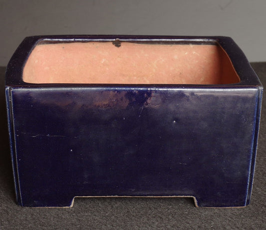 Bonsai Pot Tokoname Reiho Deep Blue Glaze Square Deep Width 23.1 cm (9.09 in.)