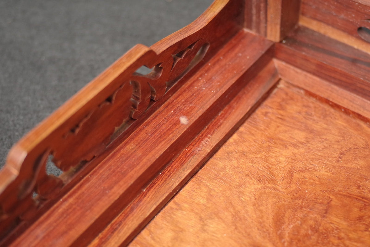Premium Solid Rosewood Bonsai Table Stand- Ornate Pierced Carving Display Plinth