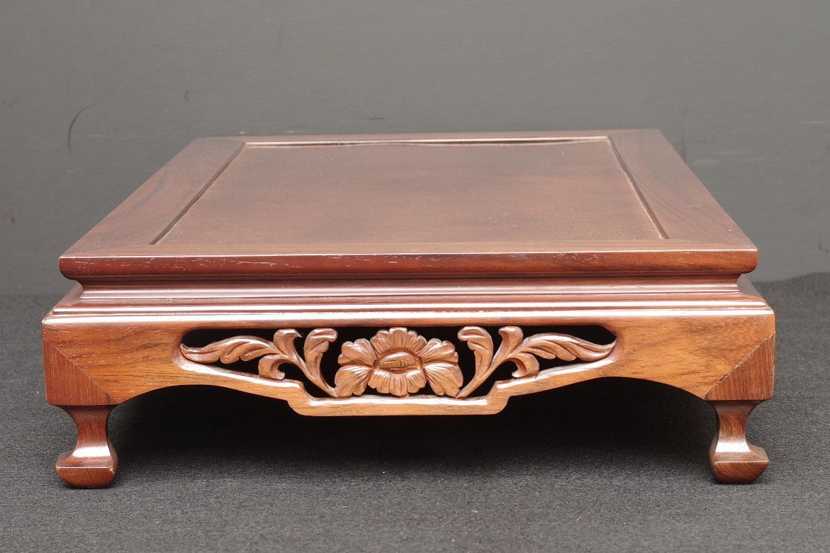 Premium Solid Rosewood Bonsai Table Stand- Ornate Pierced Carving Display Plinth