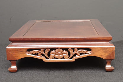 Premium Solid Rosewood Bonsai Table Stand- Ornate Pierced Carving Display Plinth