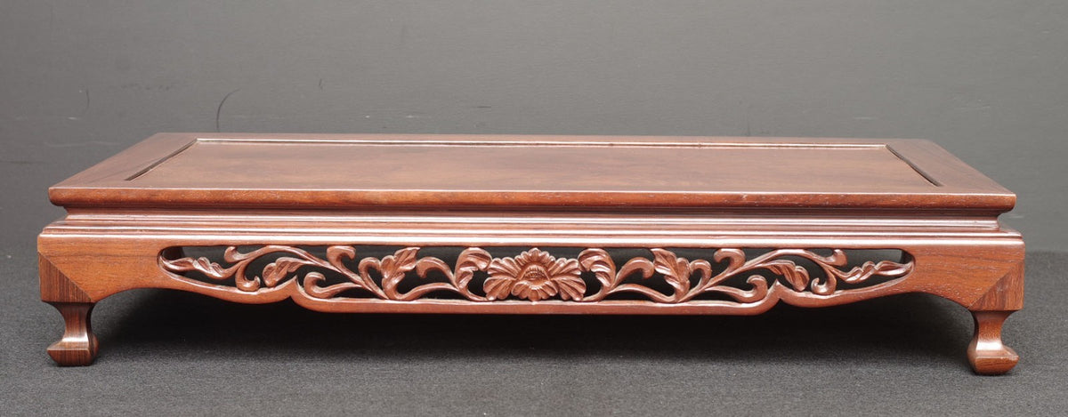 Premium Solid Rosewood Bonsai Table Stand- Ornate Pierced Carving Display Plinth