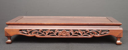 Premium Solid Rosewood Bonsai Table Stand- Ornate Pierced Carving Display Plinth