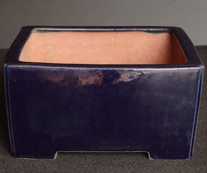 Bonsai Pot Tokoname Reiho Deep Blue Glaze Square Deep Width 23.1 cm (9.09 in.)