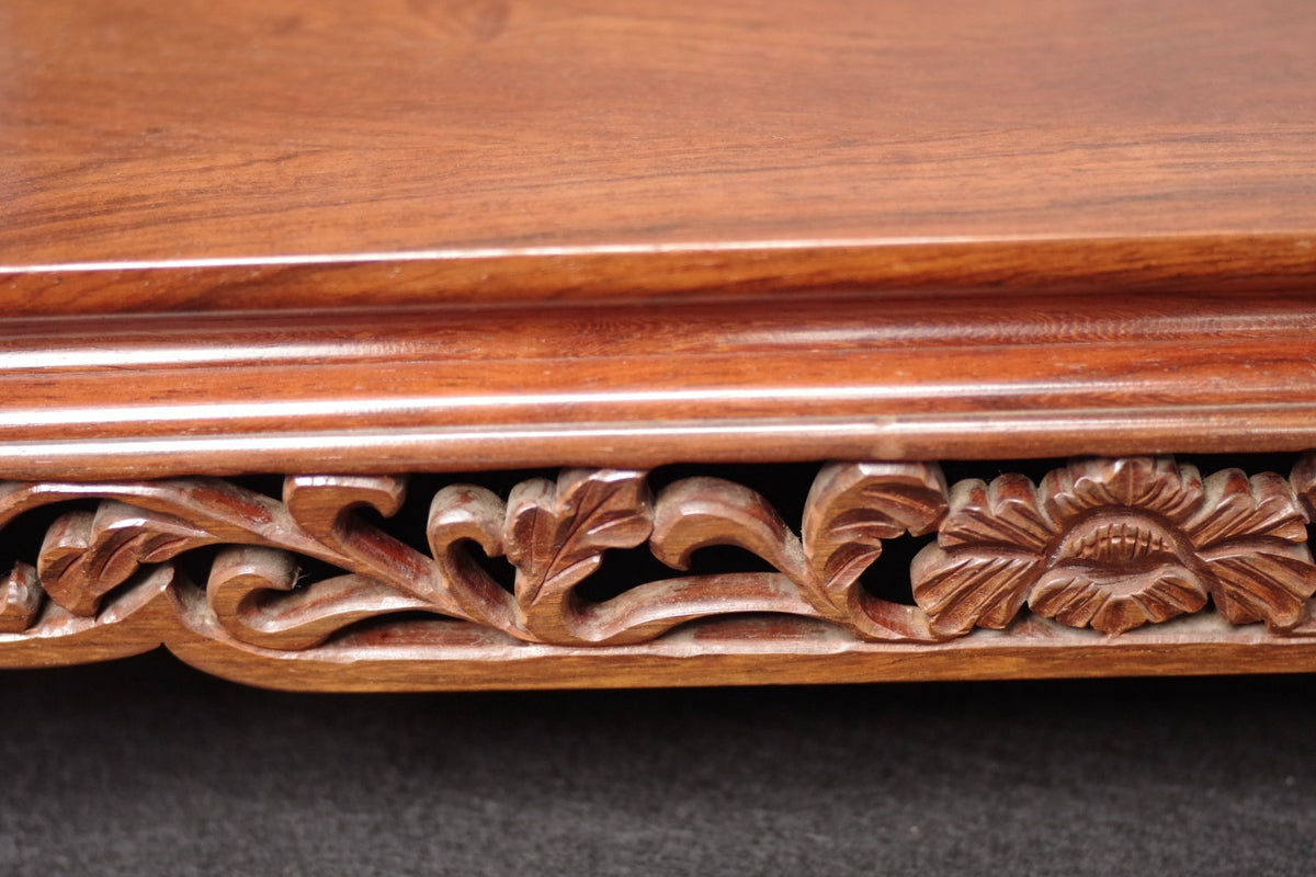Premium Solid Rosewood Bonsai Table Stand- Ornate Pierced Carving Display Plinth
